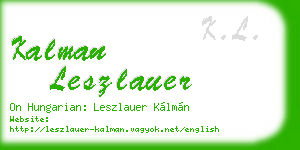 kalman leszlauer business card